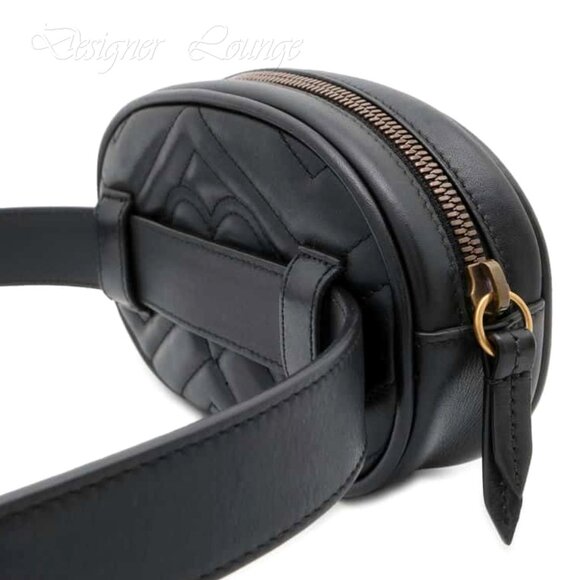 NEW GUCCI GG Marmont Matelasse Chevron Heart Black Leather Belt Bag Sz 85 cm - Picture 8 of 16